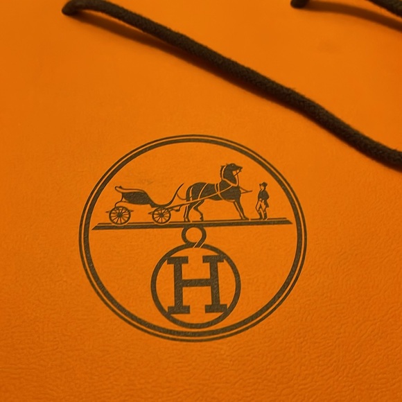 Hermes paper bag empty used orange 11.5x11.5 - Picture 2 of 3